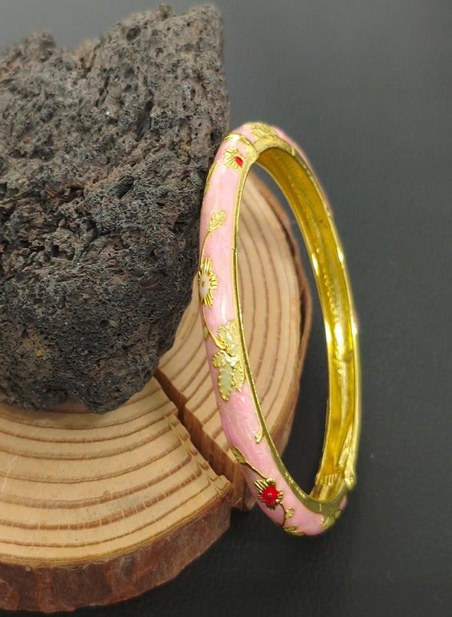 BlingNook Cloisonne Bracelet For Women, Chunky Bangle Trendy Cute Flower Enamel Bangles Multi Tone Engraved Cuff Gold Plated Bracelets Stackable Wife Jewelry Friendship Gift (Blue&Pink Set, One Size) - Image 5